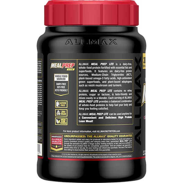 ALLMAX Meal Prep Lite supplement in Double Chocolate Fudge flavor.