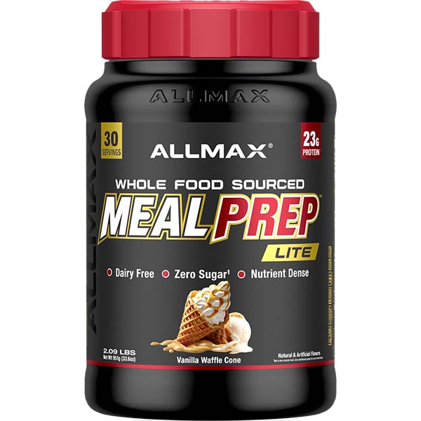 ALLMAX Meal Prep Lite supplement in Vanilla Waffle Cone flavor.