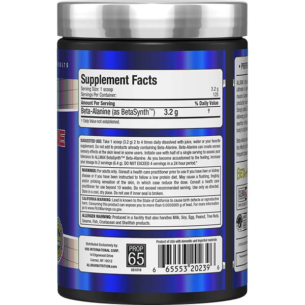 Beta-Alanine by ALLMAX Nutrition in 400g Size.