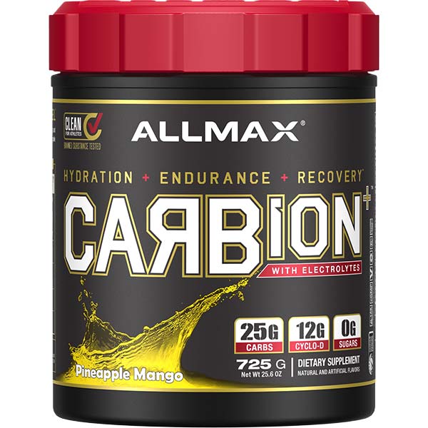 Carbion 25 Serv by ALLMAX Nutrition in Pineapple Mango Flavor and 725g Size.