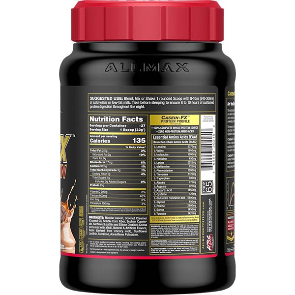 CaseinFX by ALLMAX Nutrition in Chocolate Flavor and 2lb Size.