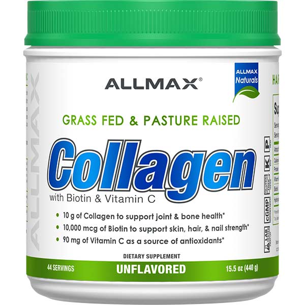 Collagen + Biotin 44 Serv by ALLMAX Nutrition in 440g Size.