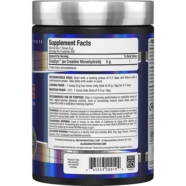 Creatine by ALLMAX Nutrition in 1000g Size.