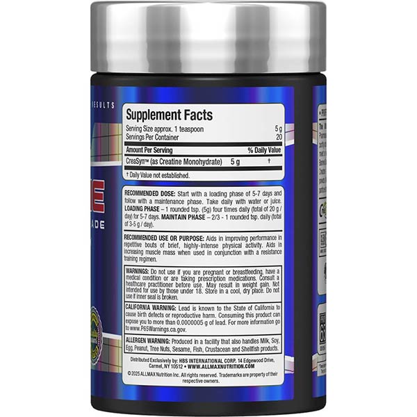 Creatine by ALLMAX Nutrition in 100g Size.