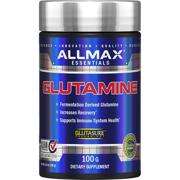 Glutamine by ALLMAX Nutrition in 100g Size.