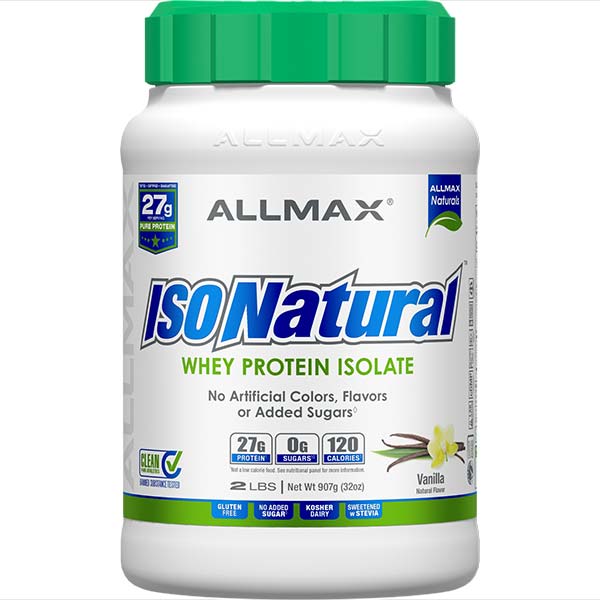 IsoNatural by ALLMAX Nutrition in Vanilla Flavour and 2lb Size.