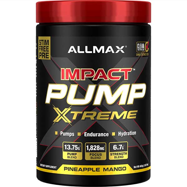 Impact Pump Xtreme by ALLMAX Nutrition in Pineapple Mango Flavor and 465g Size. 