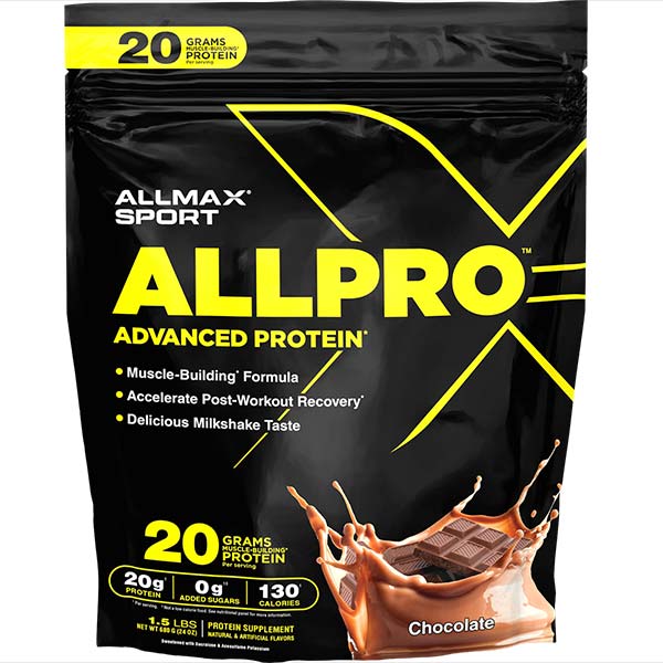 Allpro by ALLMAX Nutrition in Chocolate Flavor and 1.5lb Size.