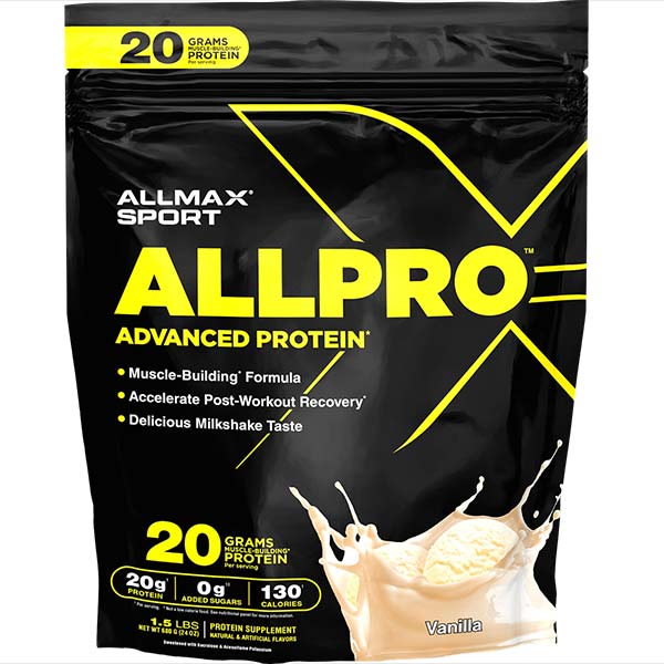 Allpro by ALLMAX Nutrition in Vanilla Flavour and 1.5lb Size.