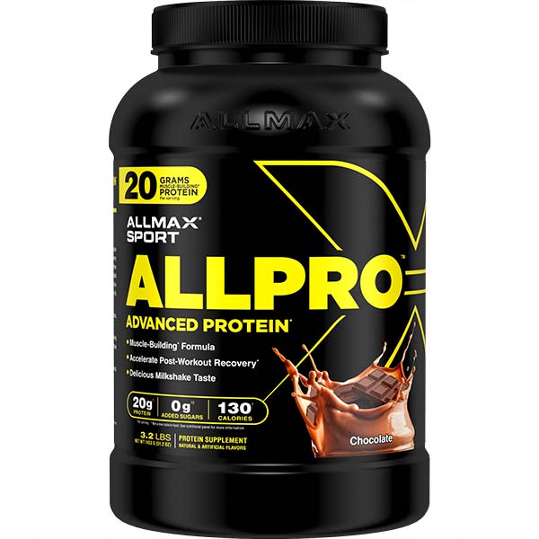 Allpro by ALLMAX Nutrition in Chocolate Flavour and 3.2lb Size.