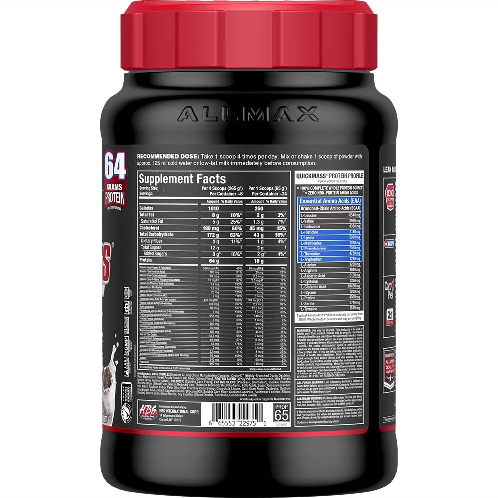 Quickmass by ALLMAX Nutrition in Cookies N Cream Flavor and 3.5lb Size. SFP