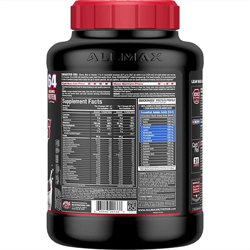 Quickmass by ALLMAX Nutrition in Cookies N Cream Flavour and 6lb Size. SFP