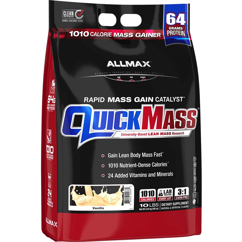 Quickmass by ALLMAX Nutrition in Vanilla Flavor and 10lb Size. 