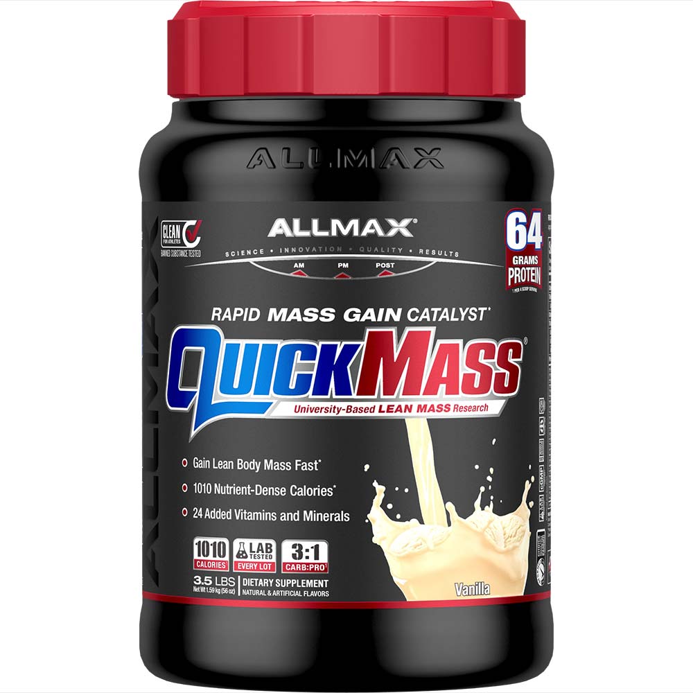 Quickmass by ALLMAX Nutrition in Vanilla Flavor and 3.5lb Size.