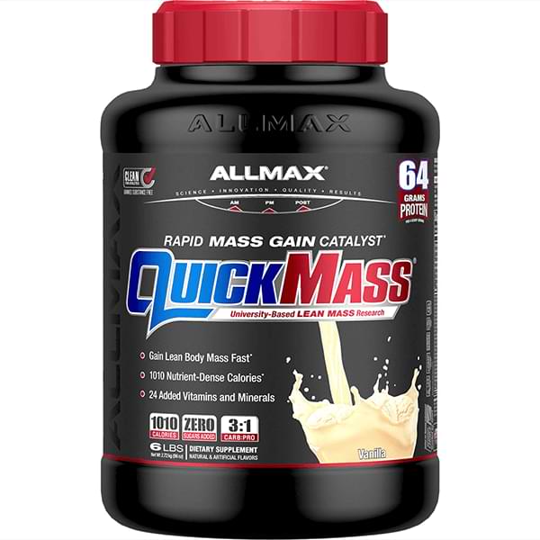 Quickmass by ALLMAX Nutrition in Vanilla Flavor and 6lb Size.